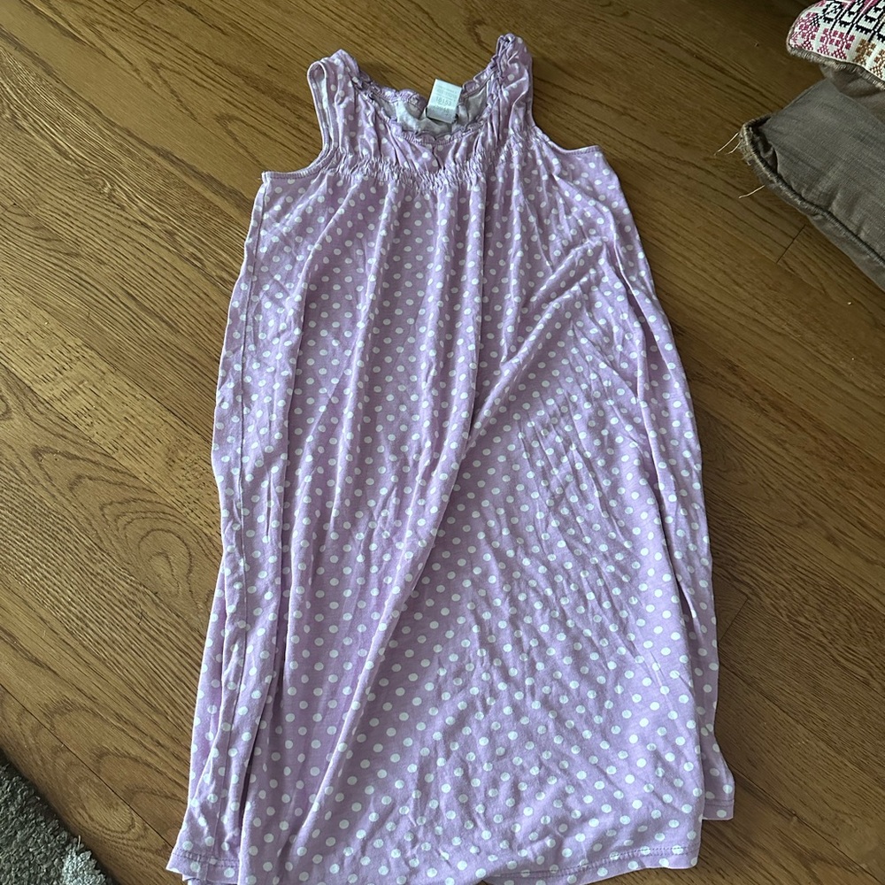 Garnet Hill smocked purple polkadot nightgown size large
